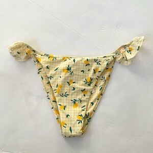 Bound by Bond Eye yellow lemon frill of it brief limonada bikini bottoms L NWT